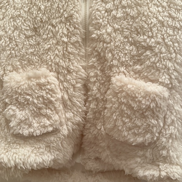 NWT Kidsform Fleece Girl’s Hoodie 2-3Y Cream Colored Zip Front Pockets Ears - Picture 9 of 10